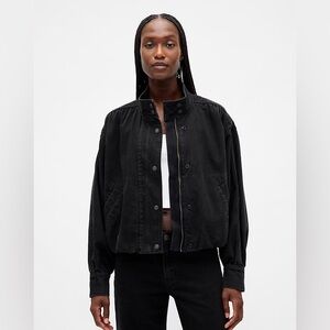 NWT! GAP Black Wash Denim Bubble Jacket - Size Medium Tall 🩷 #810921